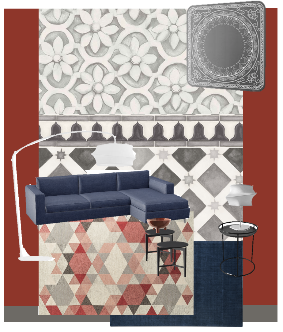 My mock up of product selections for the back wall of the new Calligaris showroom