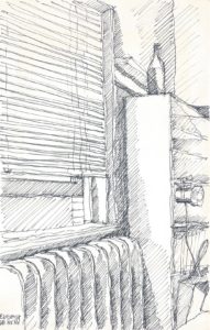 Sketch of a corner of my New York walk-up.